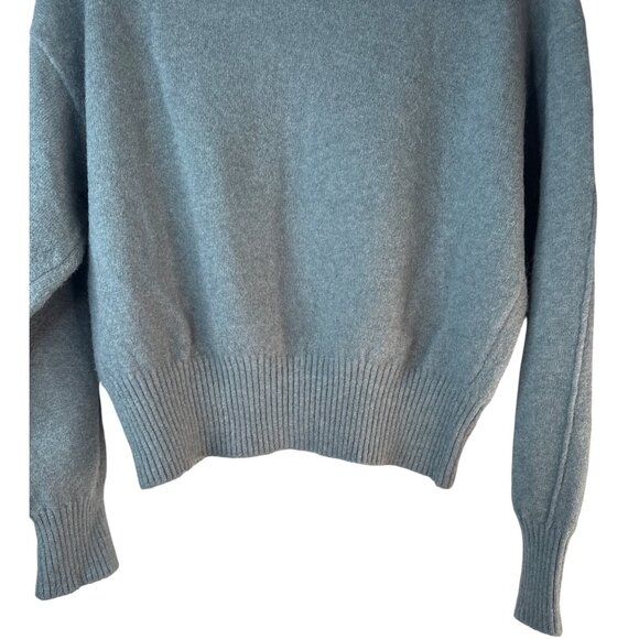 ZARA Womens Ribbed Turtleneck Sweater M Gray Aqua Wool Blend Pullover - Picture 7 of 12